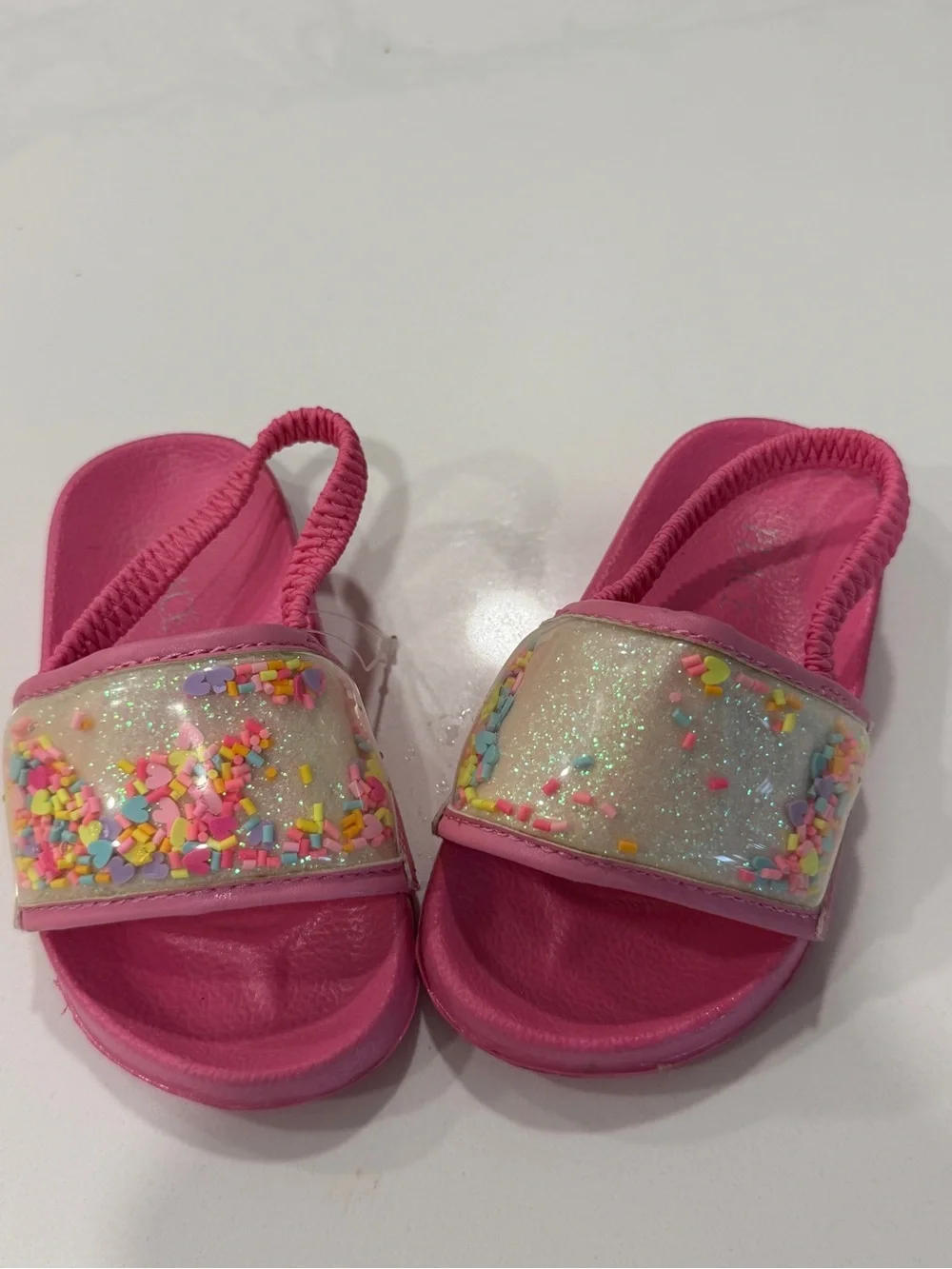 Girls' Pink Glitter Sprinkle Slide Sandals